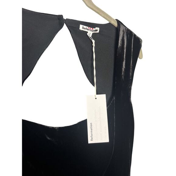 NWT Reformation Diandra Velvet Top Black Cutout Size 6 - Picture 4 of 6